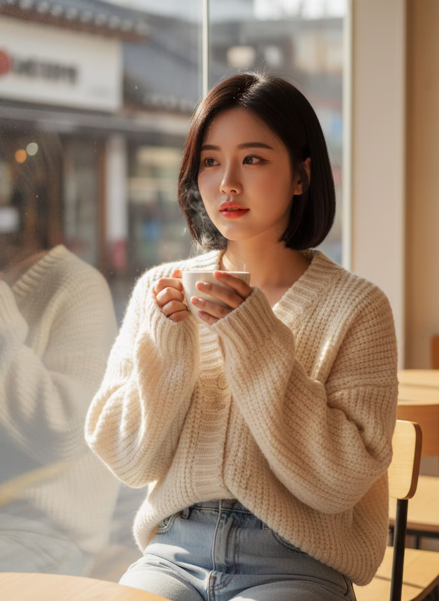 Korean Cafe Window Portrait